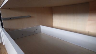 the wasted space before this project - the cheap (weak & short) drawer slides were probably one of the reasons against including full-size drawers