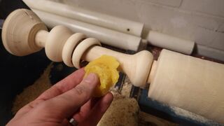 applying beeswax is easy with the lathe spinning - most of it melts just by friction!